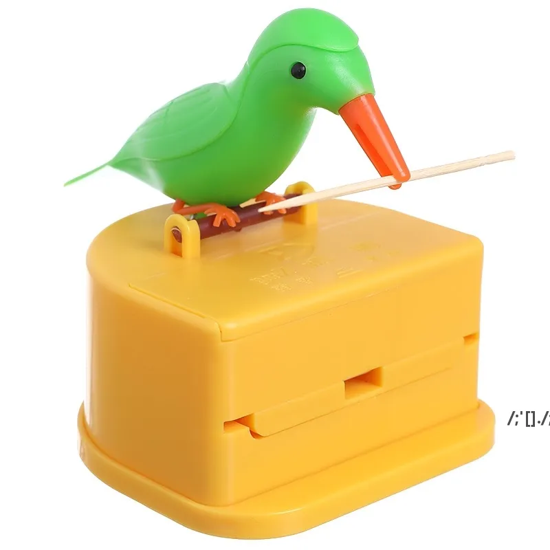 Słodkie Hummingbird Wykałaczki Holders Dozownik Gag Prezent Cleaning Zęby Wysokiej Jakości Materiał Automatyczne Ptak Wykona Pudełko RRD13040