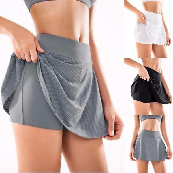 Shorts pour femmes Survêtements pour femmes vêtements de sport jupe de tennis lu yoga course à pied sports jupes de golf taille moyenne poche arrière plissée fermeture à glissière femmes robes midi tech