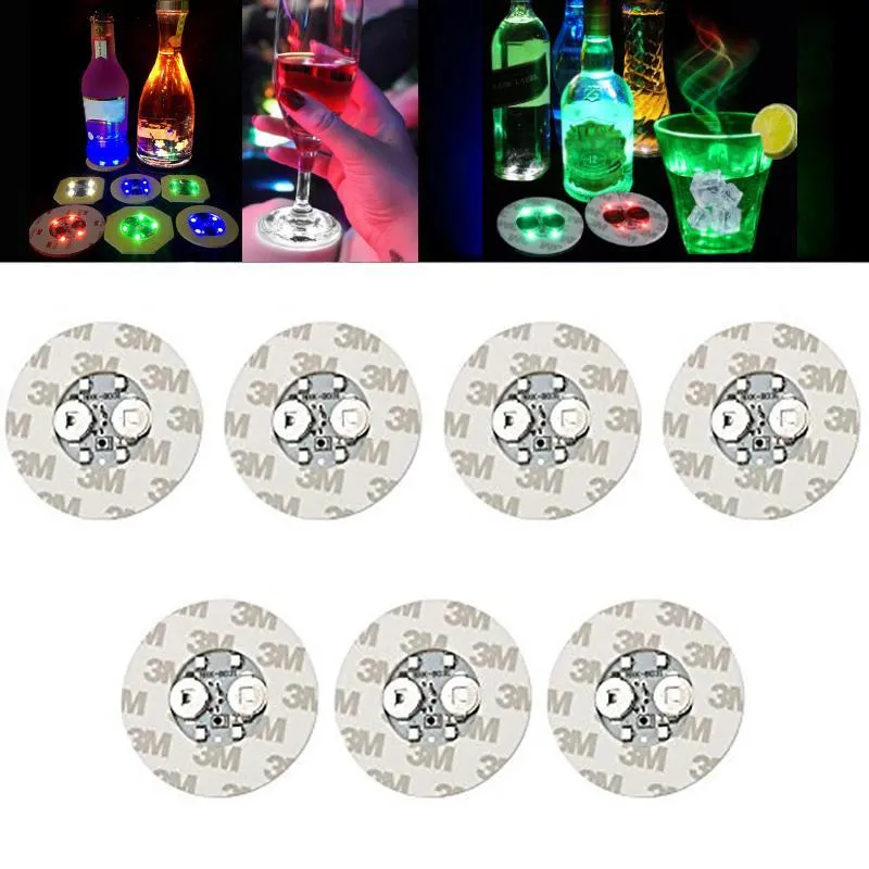 LED bar coaster coaster iluminação para cima copo adesivo para bebidas copo titular luz de vinho beber garrafa de garrafa casamento decoração suprimentos