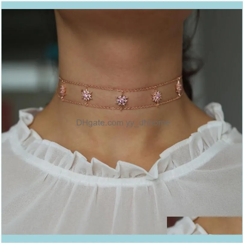 & Pendants Jewelryelegent Necklaces Collar Thin Neck Jewelry Pink Cz Choker Style Women Simple Statement Daily Weared Chokers Drop Delivery