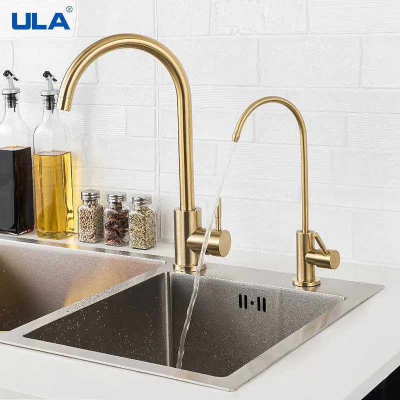 ULA kitchen faucet with tap for drinking water Purifier Kitchen Faucet Set Stainless Steel Kitchen Mixer Faucet Mixer Sink Tap 210724
