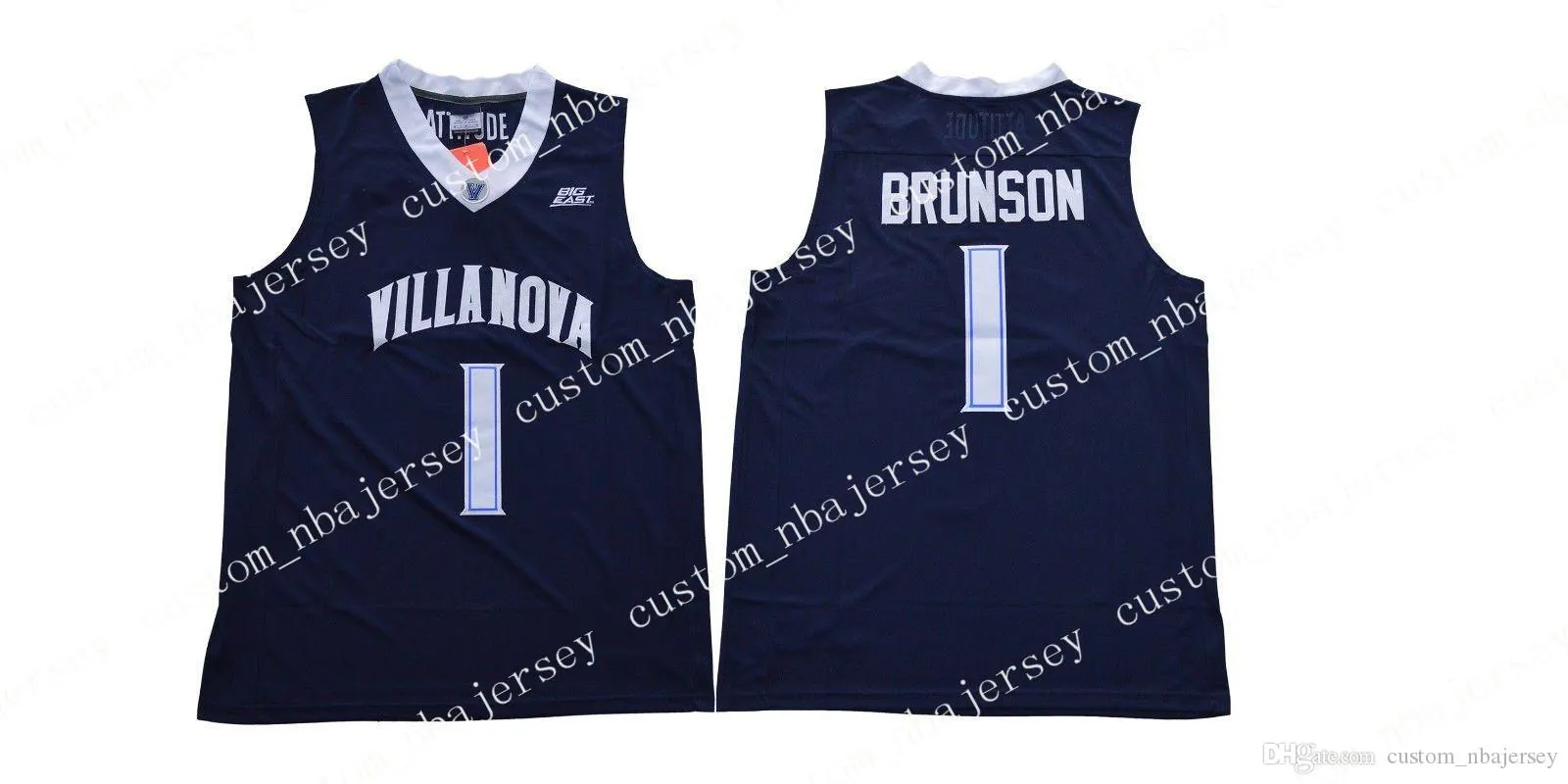 安い卸売新しい2018年ヴィラノバ＃1 Jaylen Brunson College Jersey Navy Blue White高品質S-XXL