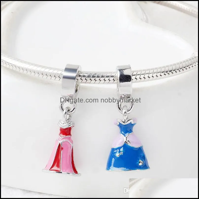 Metals Cartoon series princess dress pendant key chain lovely Cinderella dress bracelet accessories