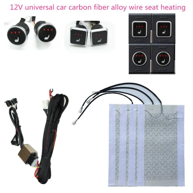 Car Seat Covers Heater Universal 12V Carbon Fiber Alloy Wire Heat Pads Kit Level 3 Switch Cushion Set Winter Warmer Cover