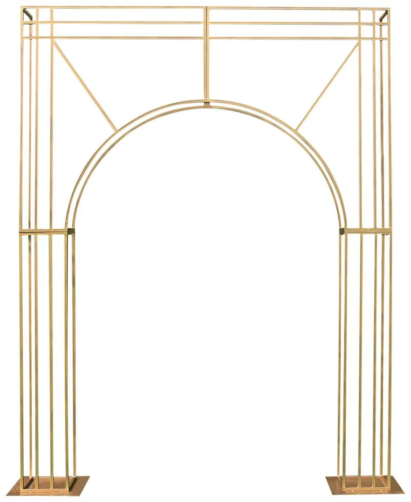 Arco rettangolare personalizzato per decorazioni per feste, supporti per fondali nuziali con cornice floreale in metallo dorato.