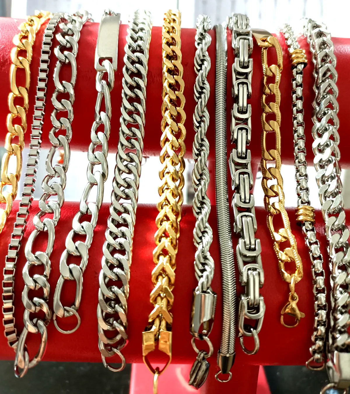 Top Mix Stainless Steel Chain Link Bracelets Mens Punk