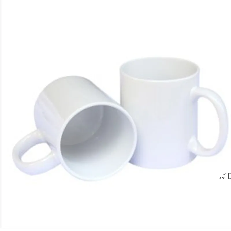 Sublimation Blank Mug personnalisé transfert de chaleur Céramique 11 oz DIY tasse d'eau blanche Party Gift spot de boisson en gros SEAWAY LLF12607