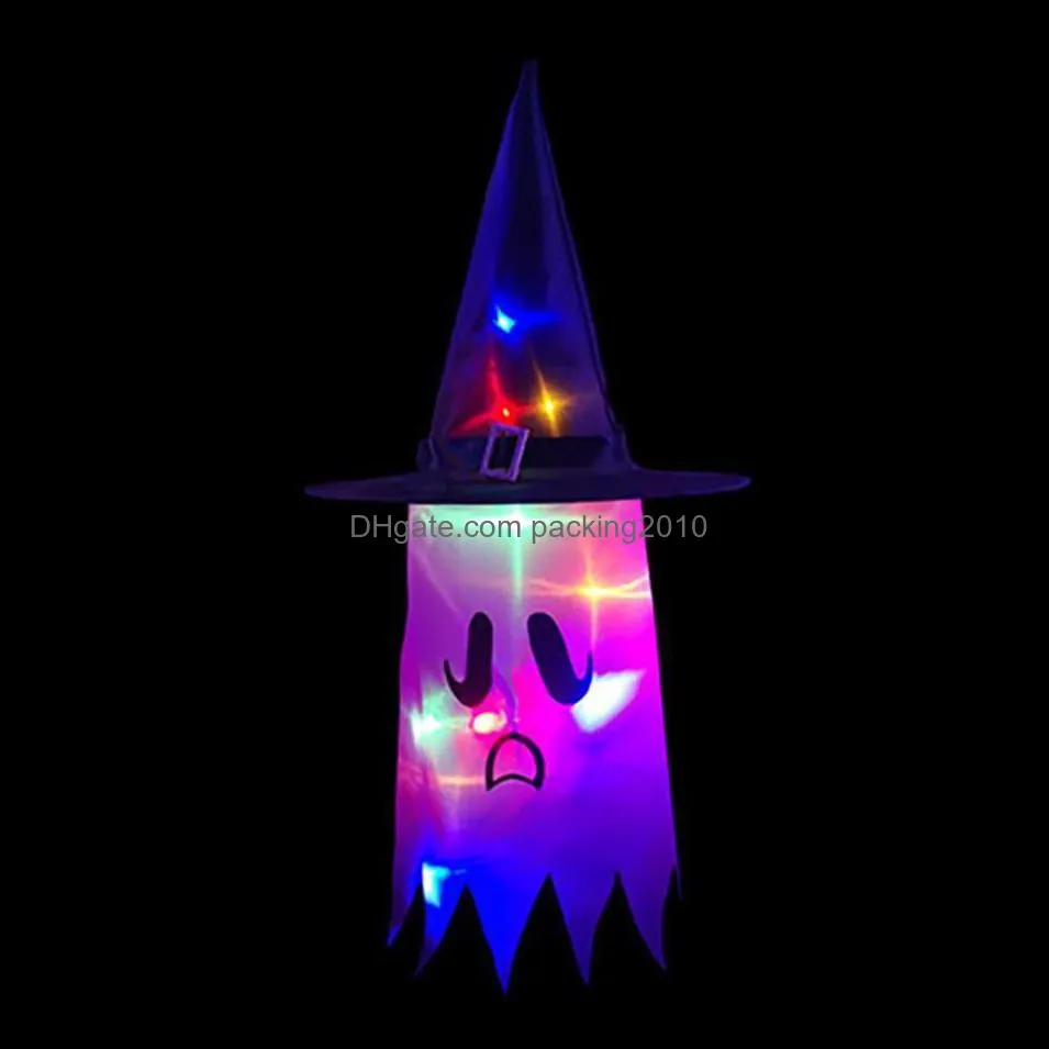 Glowing Halloween Decoration Holiday LED Lighting Hat Can Be Worn On The Head Or As A Pendant Witch Hats Garden el Wedding Decor a190p