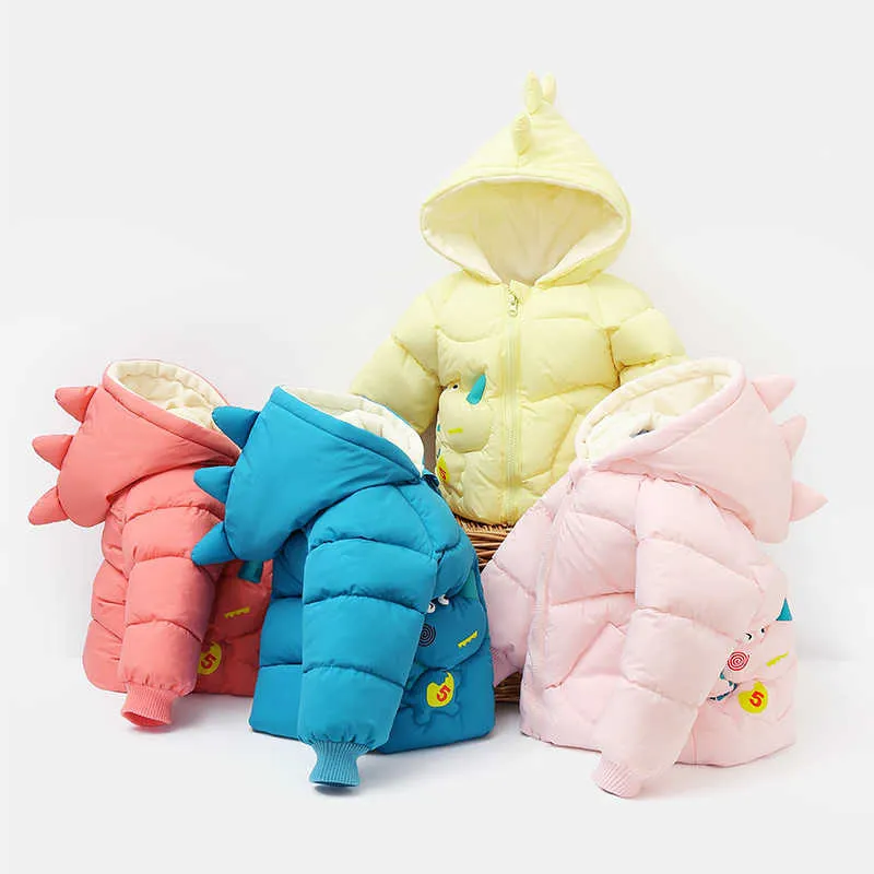 Cotton Coat New 2021 Boys Girls Jackets Baby Cute Dinosaur Cotton Coat Children's Thick Warm Winter Clothes TZ849 H0909