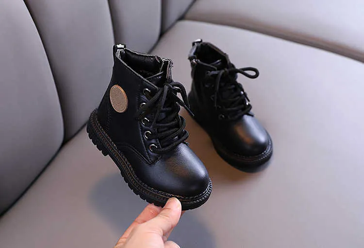 Boys black hot sale leather boots