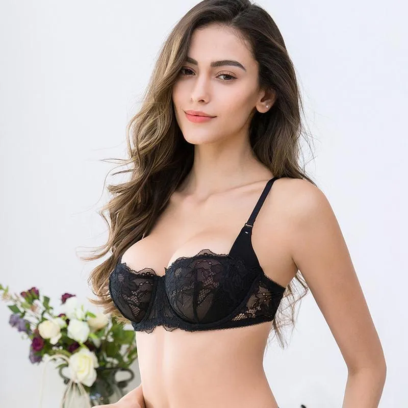 Bras Varsbaby Sexy Half Cup Unlined Underwire Underwear Transparent Thin  Cotton Breathable Lace From Jinmiki, $19.8