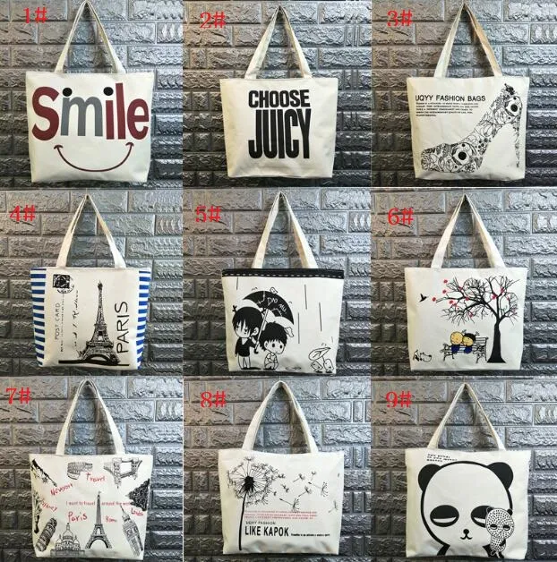 Tote Bag Girls Lady Shopping Pouch Kreativ Singel Axelväska Bomull Kanvas Tote Fällbar Mode Förvaring Väska Studentskola Väskor