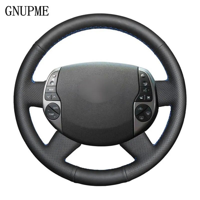 Gnupme الأسود الاصطناعي الجلدية غطاء عجلة القيادة ل PRIUS 20 (XW20) 2004 2005 2007 2007 2009