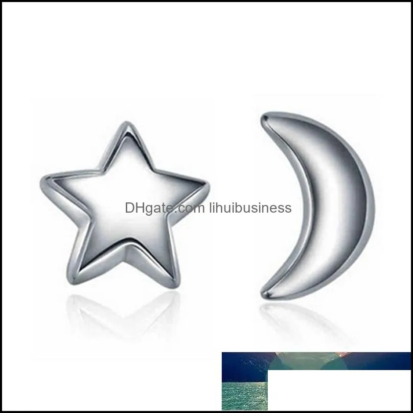 Korean Star Moon Stud Earrings Authentic 925 Sterling Silver Earrings For Women Earing Jewelry Earings Fairy Earring Kolczyki