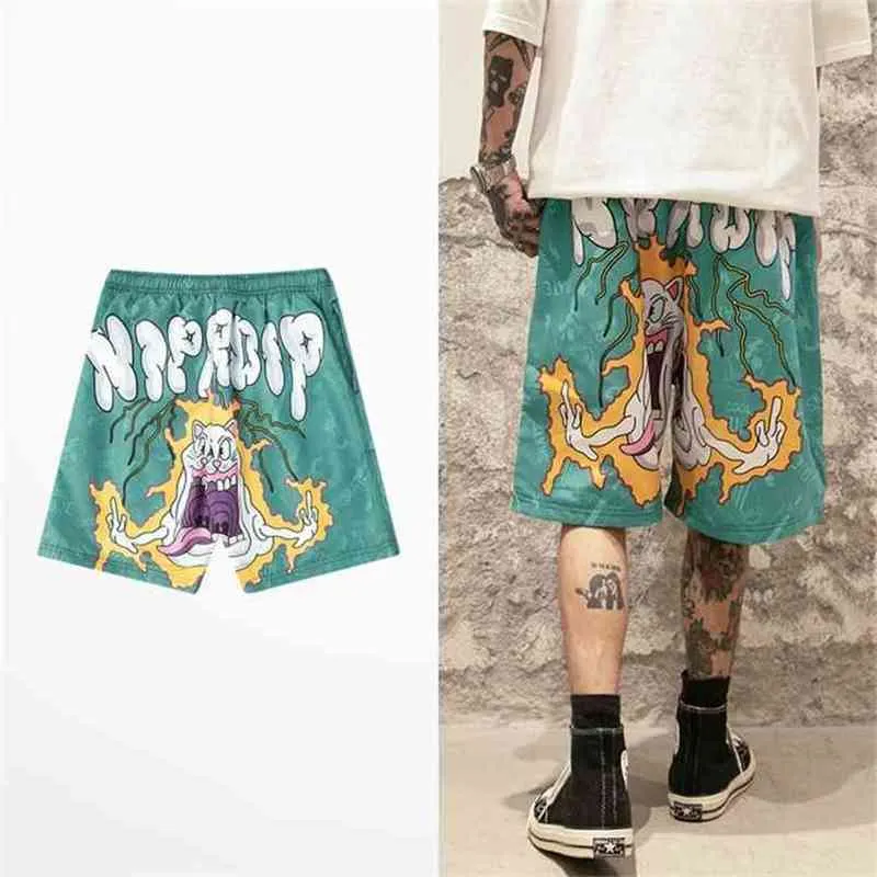 Fashion Hip Hop Shorts Men High Street Brand Funny Half Pants Streetwear Rock Dance Retro Joggers 's 210716