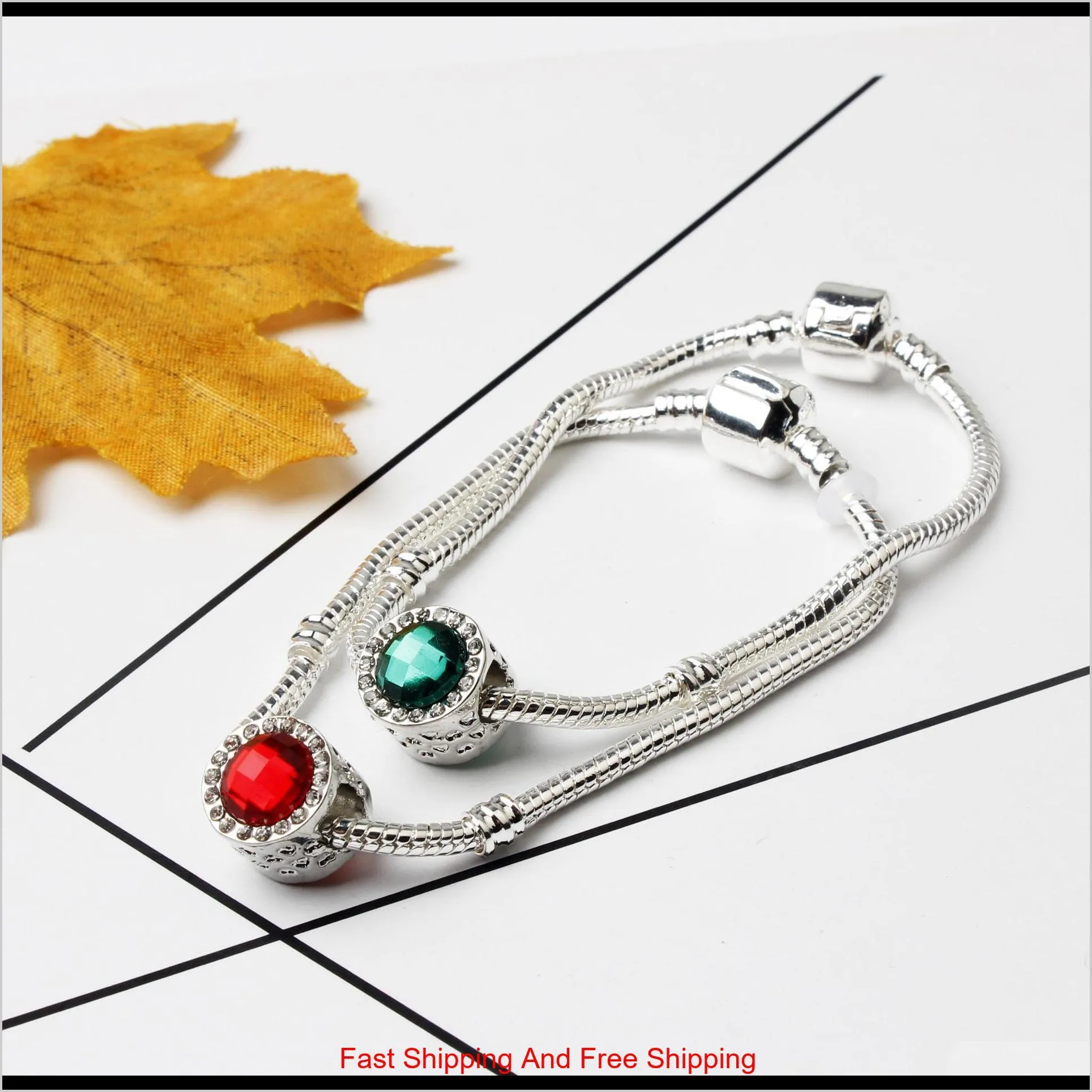 drop shipping charm bracelets alloy silver plated fits  women snake chain charm beads children gift br004