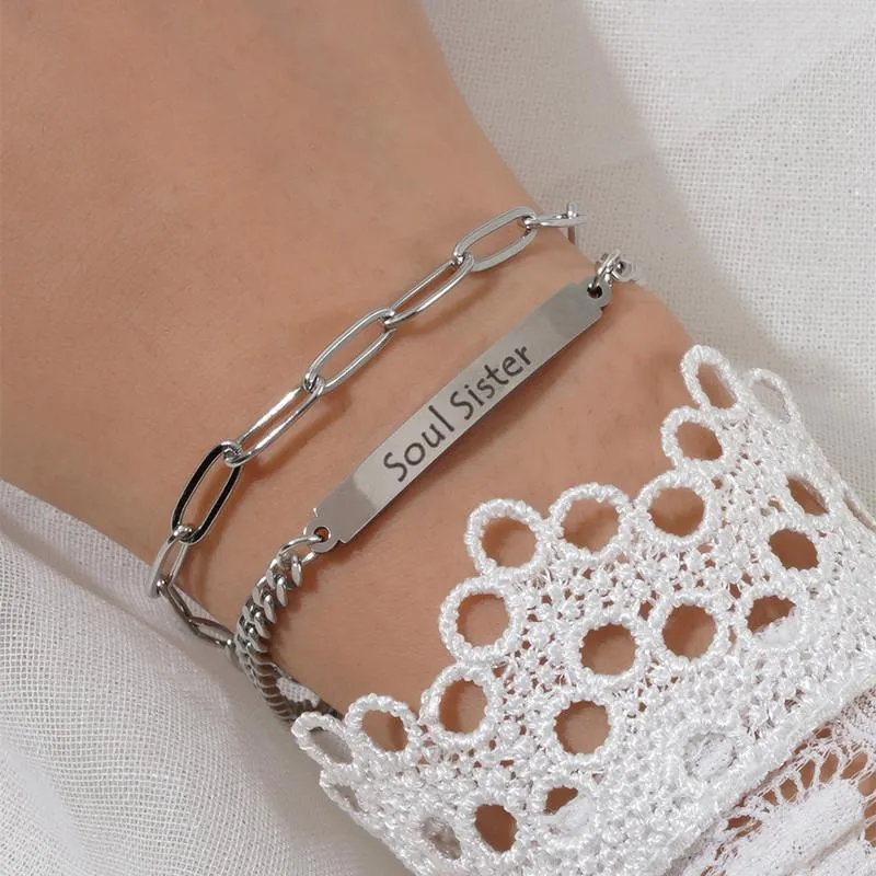 Link, Chain Soul Sister Stainless Steel Multi-Layer Bracelet Jewelry Creative Women's Gift