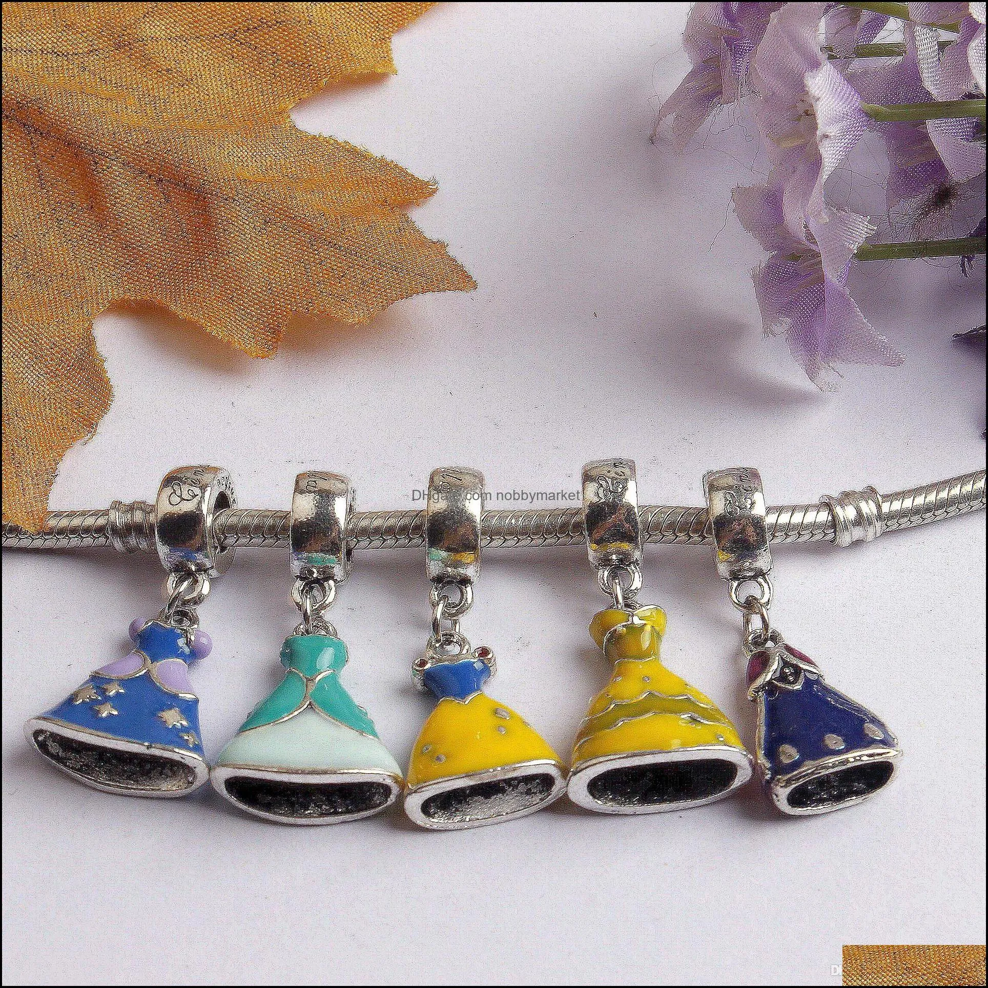 Metals Cartoon series princess dress pendant key chain lovely Cinderella dress bracelet accessories