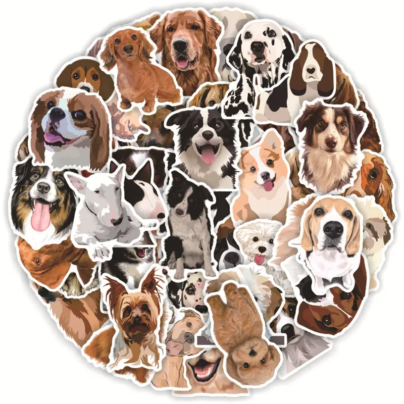 Pack of 50pcs Wholesale Cute Pet Dog Stickers For Guitar Laptop Skateboard Motor Bottle Car Decals Kids Gifts Toys