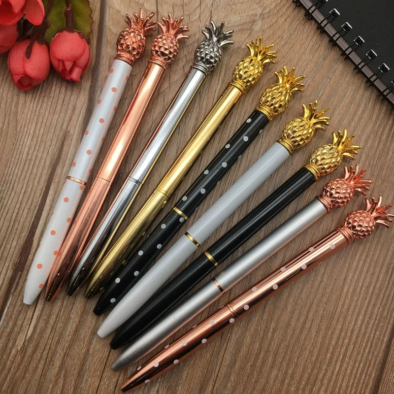 Creative Pineapple Head Metal Ballpoint Pennor Design Fashion Luxury Pen Chrismas Gift Bröllop Office School Winting Tool WLY BH4700