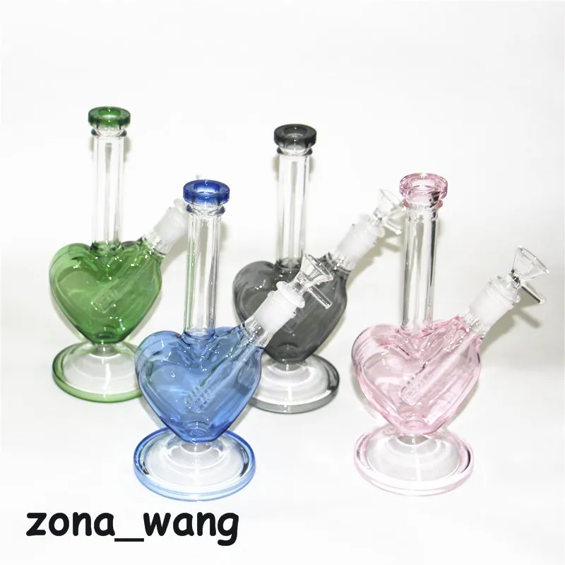 Hurtownie Serce Glass Bong Dab Rig Hoakhahs Rury wodne Bongs Rign Oil Heady Bubbler Catchers Catchers Quartz Banger z palenia Miska