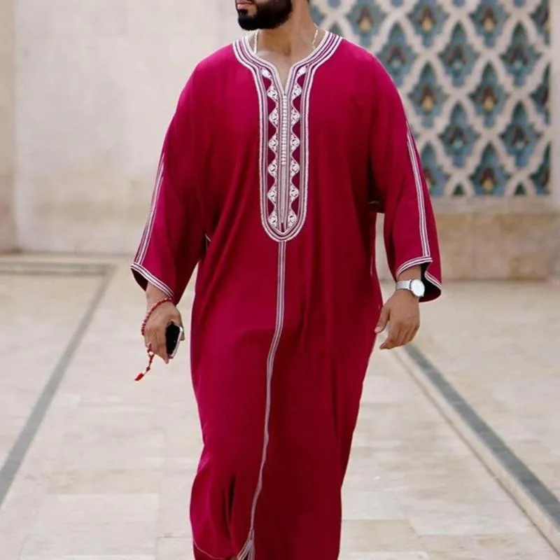 Odzież etniczna muzułmanin dubaj mężczyźni Jubba Thobe islamskie kimono długa szata saudyjski muzułmanin nosić Abaya kaftan Islam arabski opatrunek Mens288y