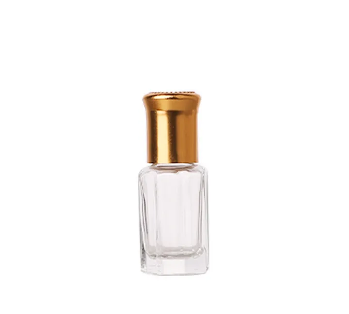 2021 200 unids/lote botella de vidrio octogonal con tapa dorada, botellas de rodillo de Perfume, embalaje de aceite esencial 3/6/10/12ML