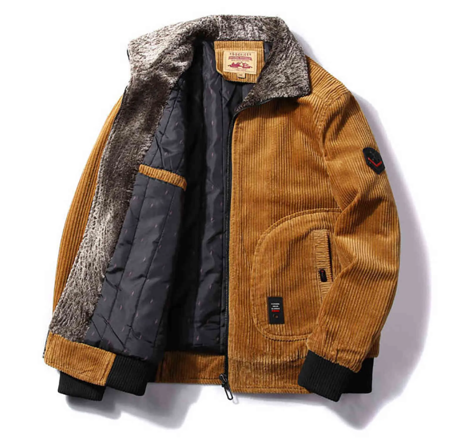 Mens Corduroy Big Jackets For Winter With Fur Collar Fashionable And Warm Casual Outwear In Thermal Plus Size 5XL 6XL 211110 From Long01 32.62 DHgate.Com