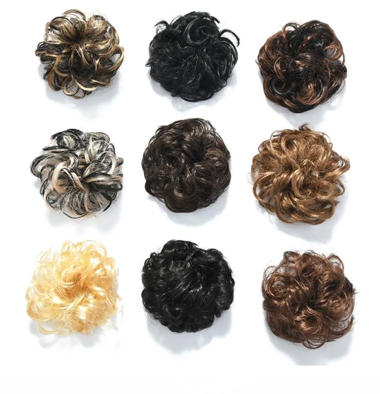 Pony Tail Hair Extension Bun Hairpiece Scrunchie Elastic Wave Curly Synthetic Hairpieces Wrap For Hair Bun Chignon