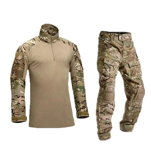 Fatos de treino masculinos tático camuflagem uniforme militar roupas terno homens camisa de combate do exército dos eua calças cargo joelheiras