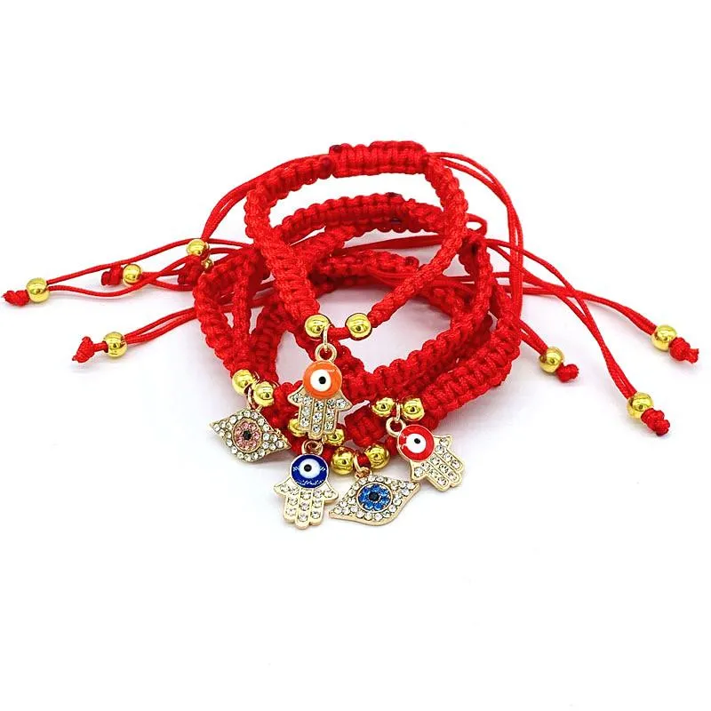 2022 Nowy Handmade Pleciony Chiny Red String Bransoletki Eye Palm Paid Protection Zdrowie Szczęście Szczęście Urodziny Biżuteria