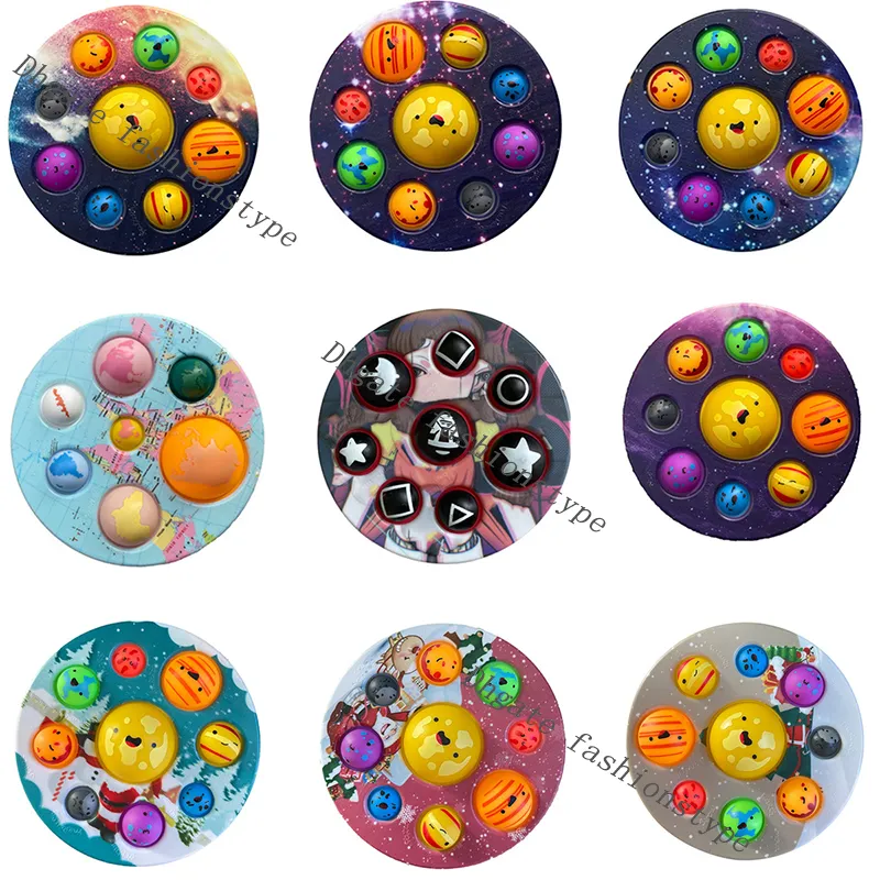 Eight planet Fidget Toys Push pioneer Educación temprana descompresión dedo presionando burbuja Niños baño juguete