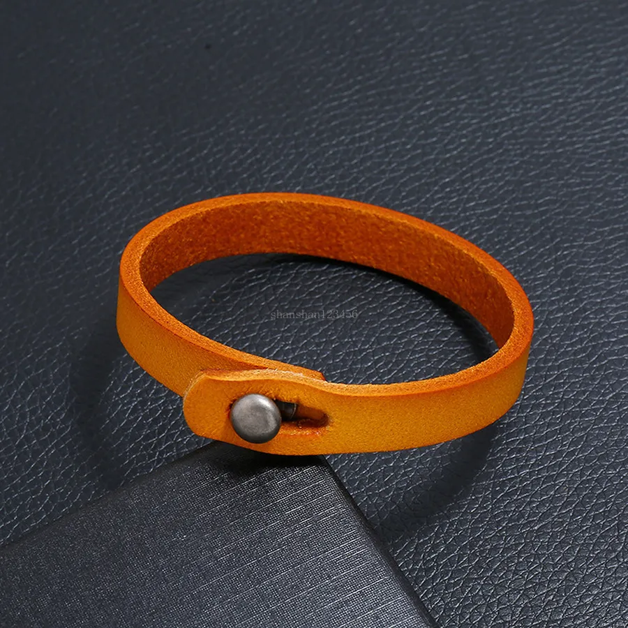 Simple Button Bracelets Leather Bracelet Bangle Cuff Wristband Women Men's Fashion Jewerly Black Brown Will and Sandy