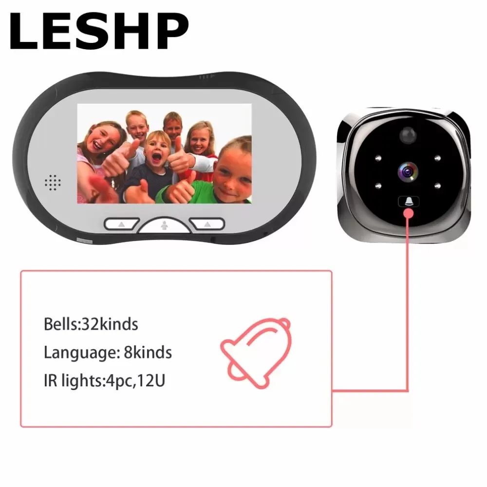 Detector do corpo do corpo do corpo do corpo do sistema do telefone do sistema do telefone da porta da porta da porta 4,3 polegadas TFT LCD Display Vision Monitor Indoor