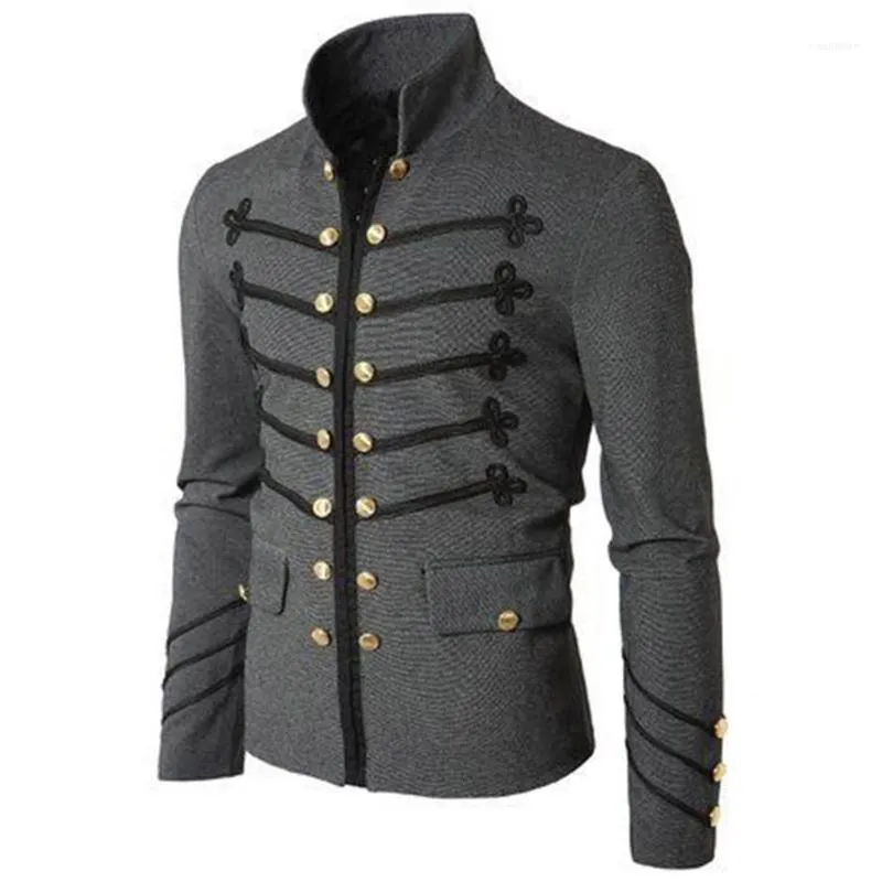 Vestes pour hommes Rétro Veste pour hommes Slim Taille Plus 2021 Gothique Brocade Col montant Manteau Steampunk Victorien Matin Outwear1