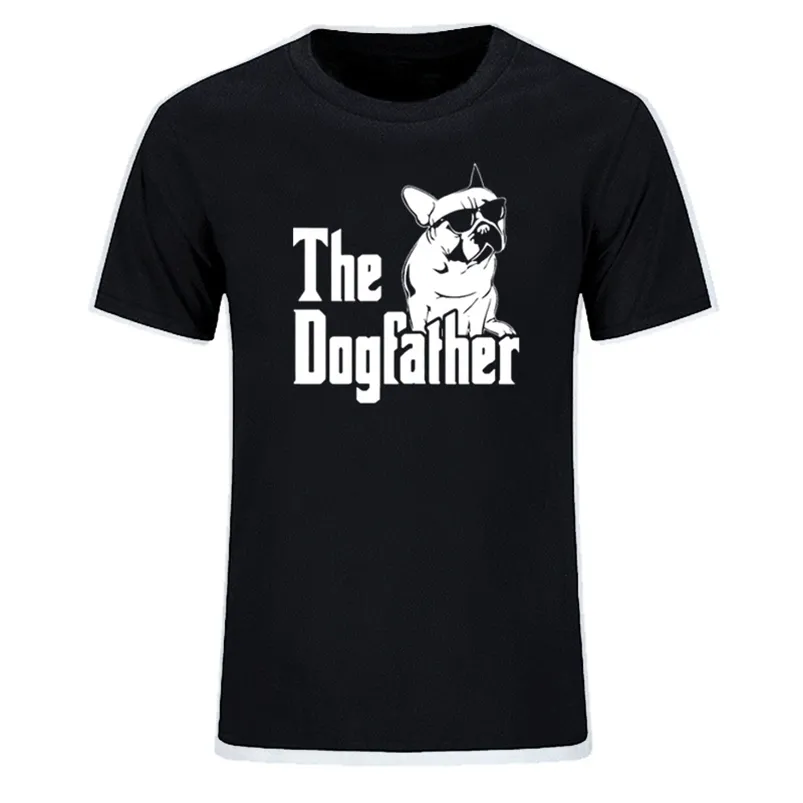 The Dogfather Dog Dad French Bulldog Rolig T-shirts Män Sommar bomull harajuku Kortärmad O Neck Streetwear Toppar EU-storlek 210706