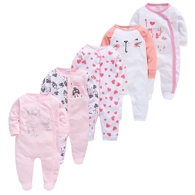 5 pcs bebê menino menino pijamas bebe algodão de algodão respirável ropa bebe recém-nascido dormentes bebê pjiamas 210226