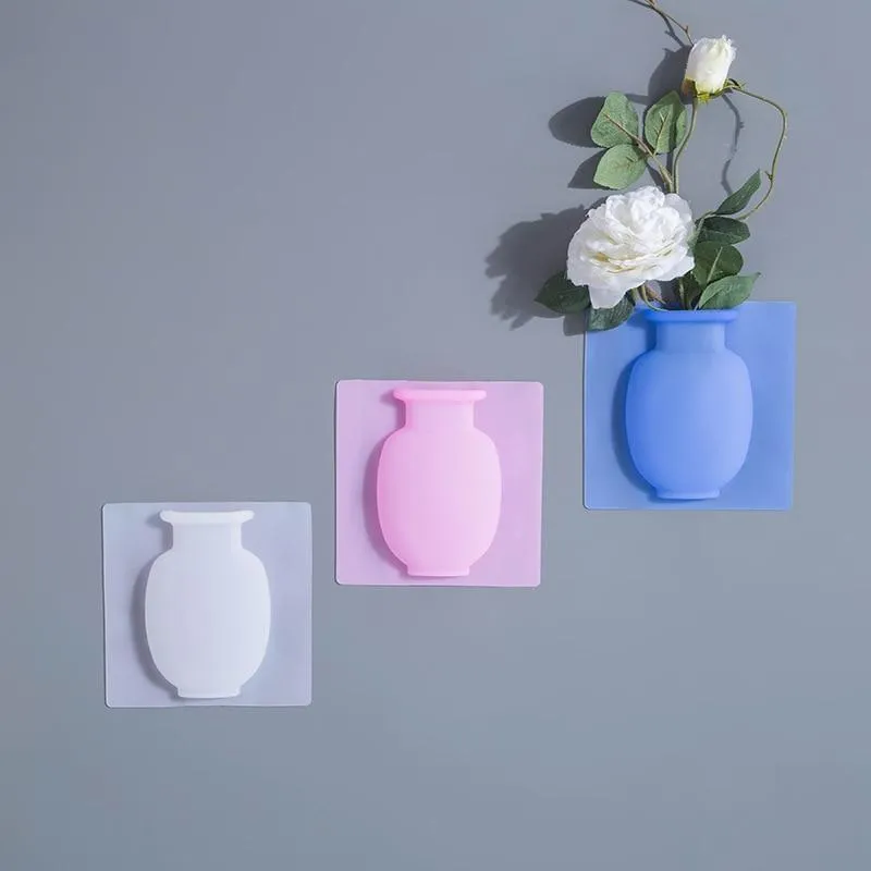 Adesivi murali appesi in silicone fiorellino bottiglia gomma pianta vaso contenitore bastone su vasi di fiori in vetro per decorazioni per l'home office