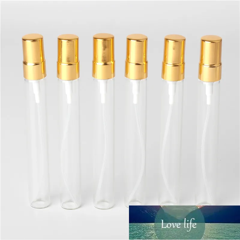 6 Stück 10 ml nachfüllbare Parfümflasche aus Glas mit goldenem Metallspray, leeres Gehäuse, Zerstäuber