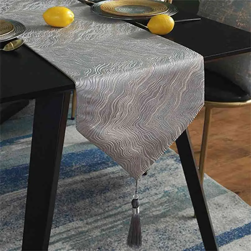 Modern Luxury Chinese Style Table Runner Tassel Bordduk Placemat Cloth Mat 11UA 210709