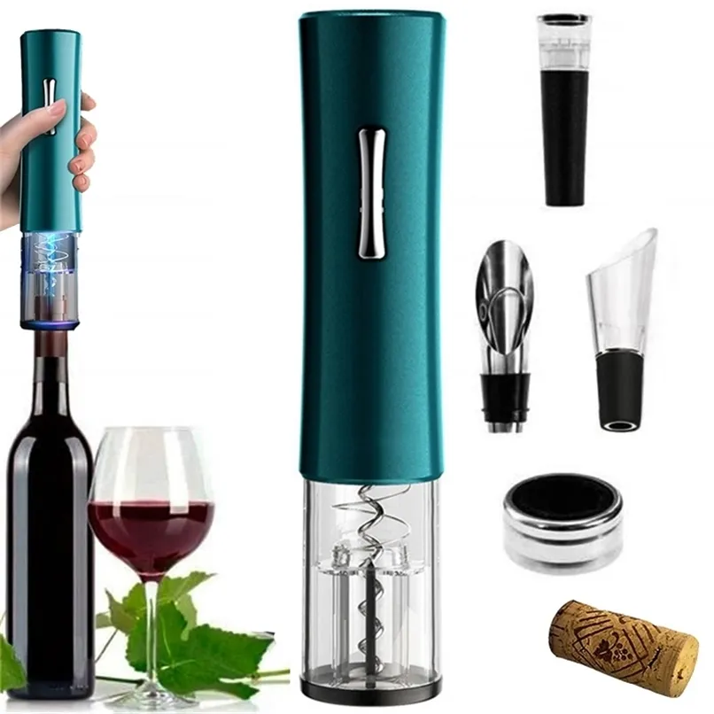 5 PCS Set Automatic Smart Electric Wine Opener Corkscrew Abridores de Garrafas de Vinho de Alta Graia Abridores Secos Bateria Doméstica Ferramentas de Ferramentas 210915