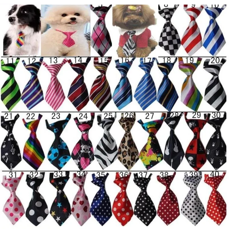 30pcs Lot Dog Apparel Mix 30 New Patterns Polyester Cute Bow Tie Cat Grooming Products2402