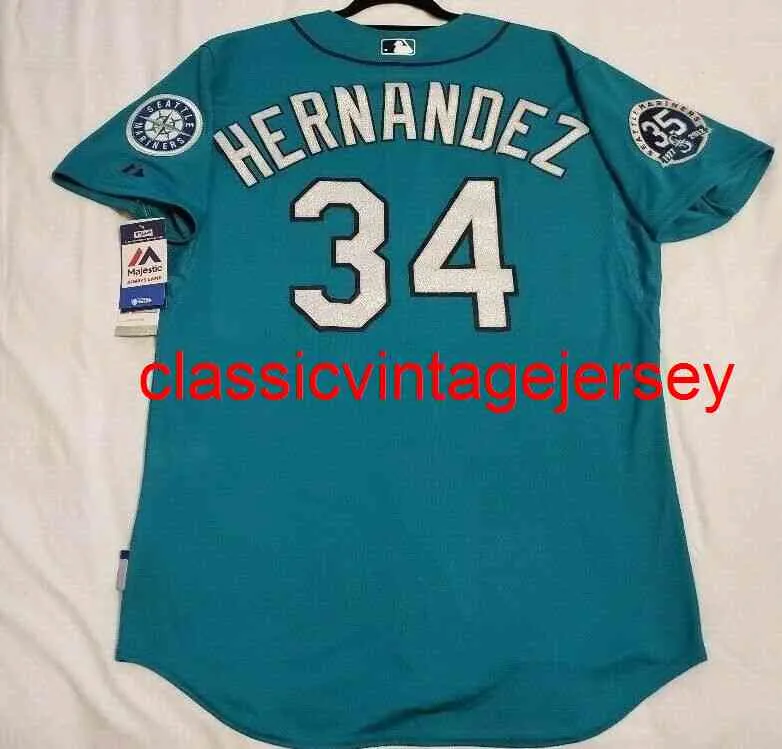 Homens homens crianças Felix Hernandez Cool Base Teal Jersey Bordado Novas Jerseys de beisebol