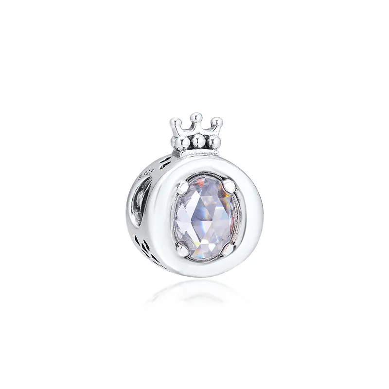 Clear CZ Princess Crown Lettera O Perline di cristallo per argento 925 Braccialetti con ciondoli originali Fai da te 2019 Perline con ciondoli per creazione di gioielli Q0531