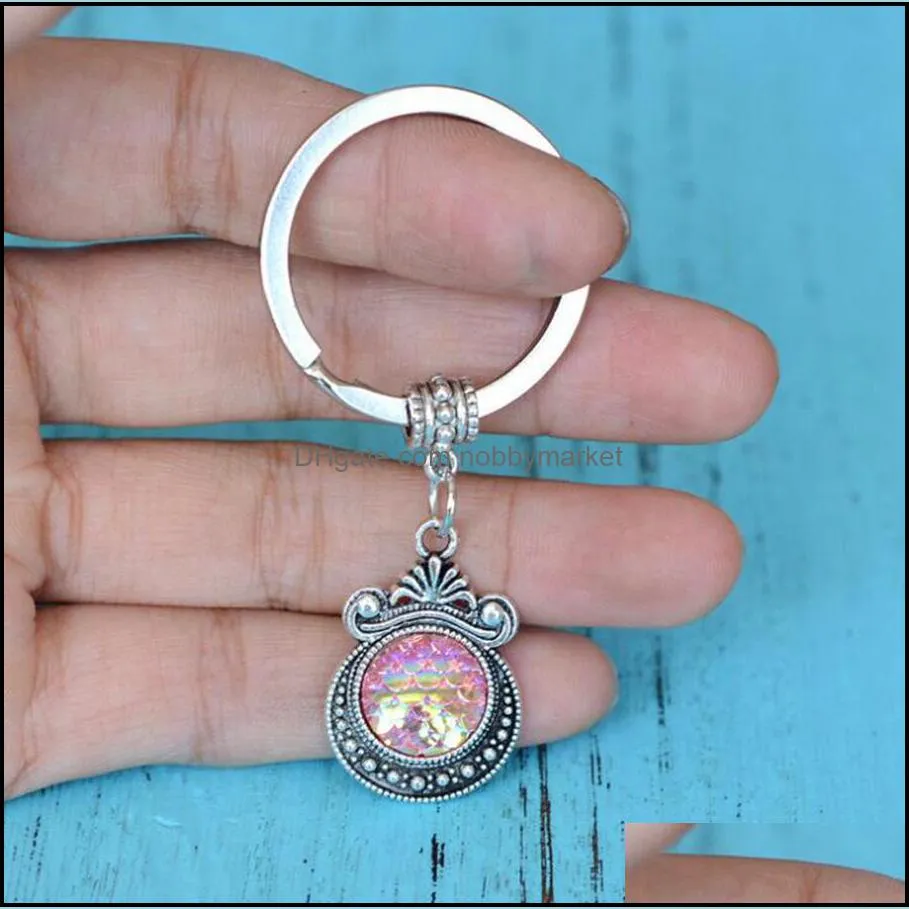 Wholesale Mermaid keychain mermaid mirror keychain creative metal Pendant Accessories Custom Gifts key chain ring DIY Fit Keychain 450