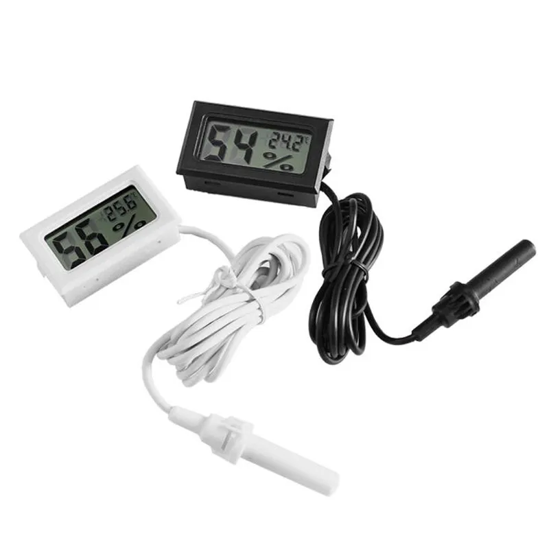 Mini digital LCD-termometer hygrometer temperatur fuktmätare sond vit och svart i lagerfritt skepp