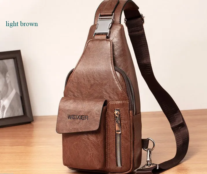 Mannen Outdoor Cross Body Veelzijdige Borstzakken Kwaliteit PU Waterdicht 32cm Super Groot Volume Reistassen Factory Direct Sale