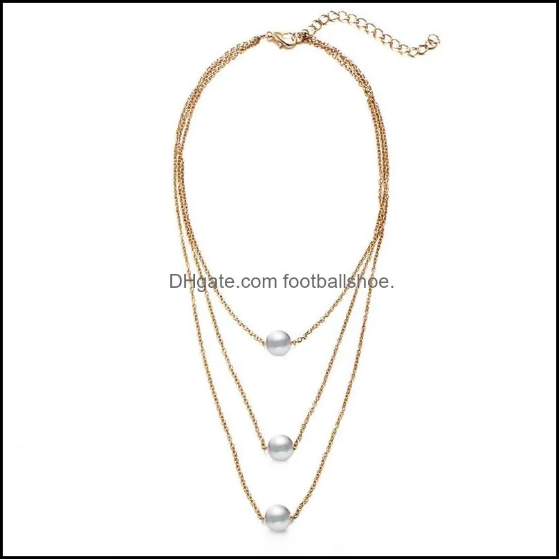 Multi Layer Pearl Choker Necklaces For Women Sexy Fashion Gold Chain Vintage Simple Design Long Necklace HZ