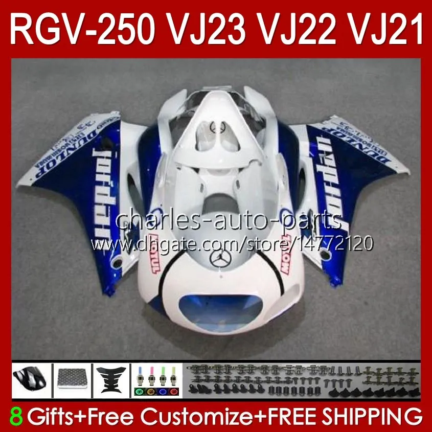 OEM Fairings For SUZUKI RGV250 SAPC VJ23 RVG250 250CC VJ 23 Cowling RGV-250CC 97 98 Bodywork 107HC.32 RGV-250 Panel blue white blk RGVT-250 RGVT RGV 250 CC 1997 1998 Bodys