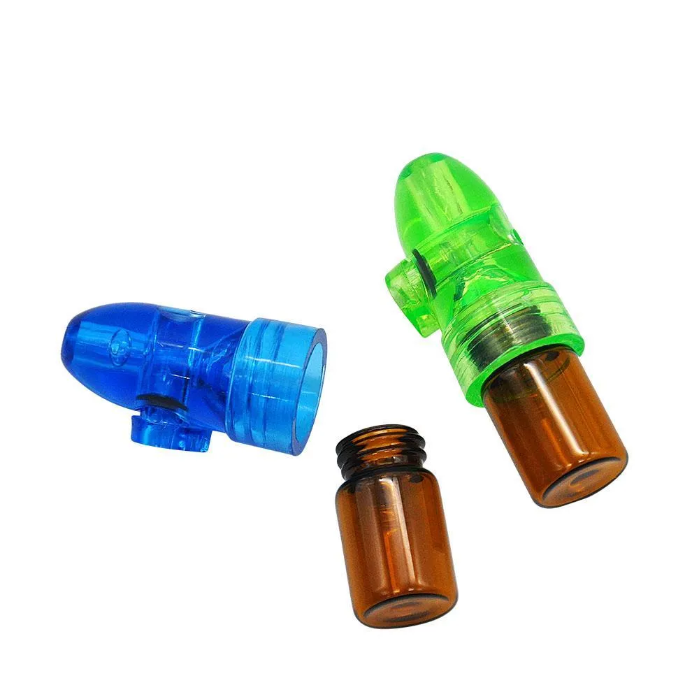 Plastic glass Bottle 53mm Snuff Dispenser Bullet Rocket Snorter sunff pill case Box snorter sniffer